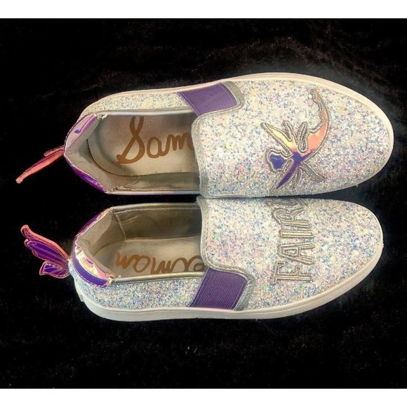 Sam Edelman Girls Slip On Glitter Fairy Sneakers/Iridescent Wings SZ: 2- - Picture 8 of 12